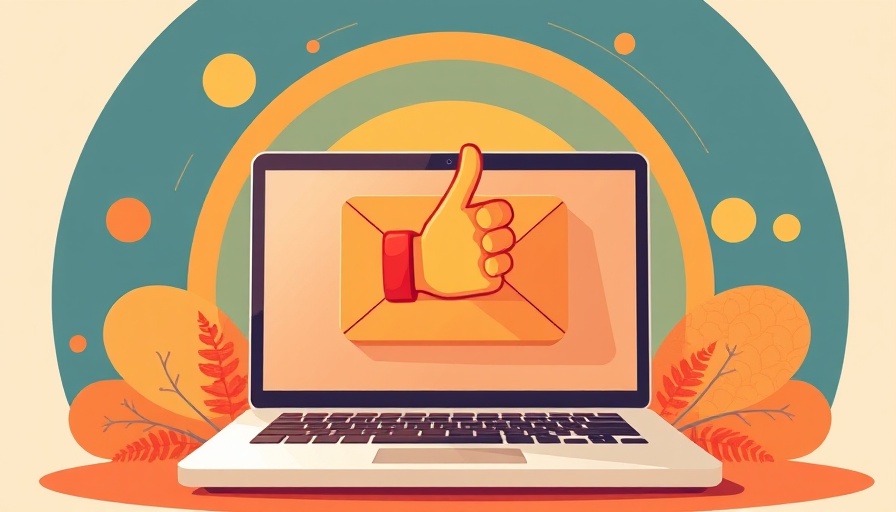 Illustration of a successful email marketing campaign with laptop and thumbs up.