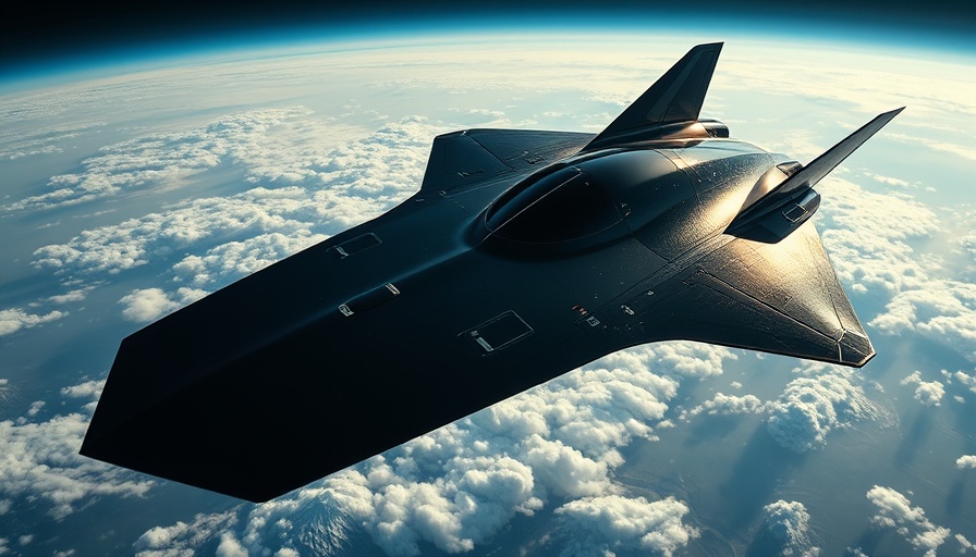 Futuristic hypersonic spaceplane hovering above Earth