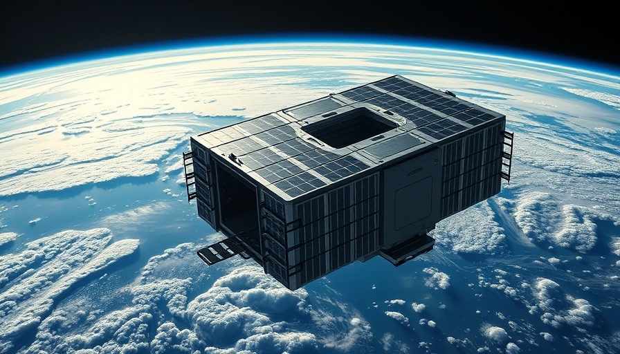 Futuristic data center satellite orbiting Earth for Moving Data Centers to Space concept