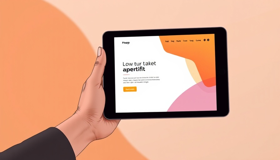 Digital interface with essential landing page elements on a tablet.