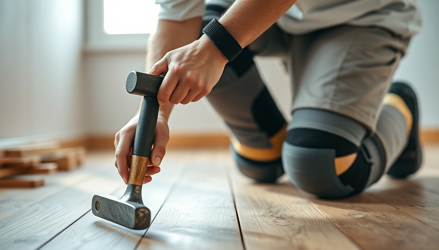 Close-up of man using hammer on wooden floor, hammer hacks.