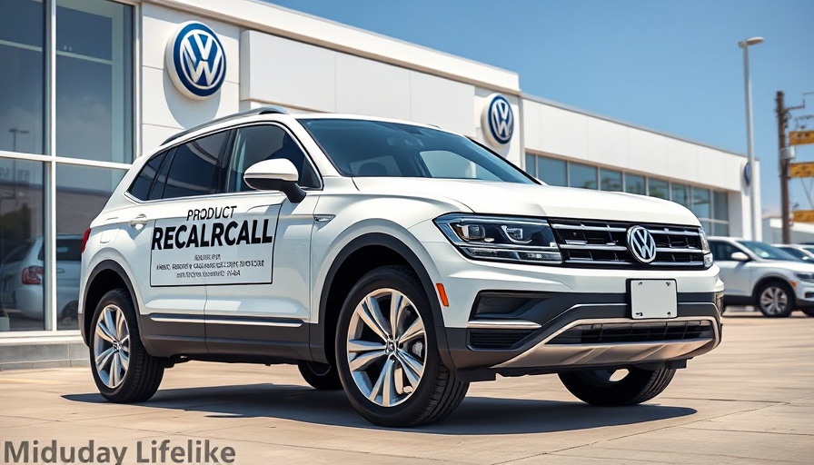 Volkswagen SUV with recall sign at dealership - Volkswagen and Audi Car Recall