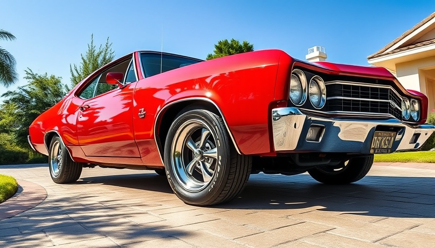 Buying a Classic Car: Red muscle car parked on driveway.