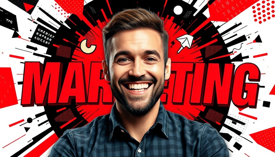 Marketing expert smiling in a modern marketing graphic, 2025 marketing strategies.