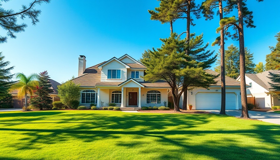 Beautiful suburban yard with lush green lawn.