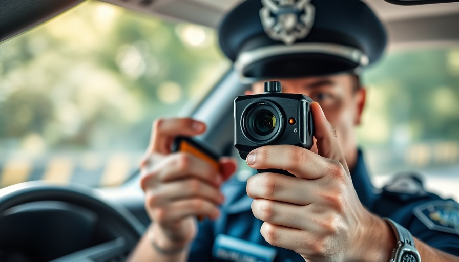 Radar gun measuring speed inside a vehicle for Virginia speed limiter law.