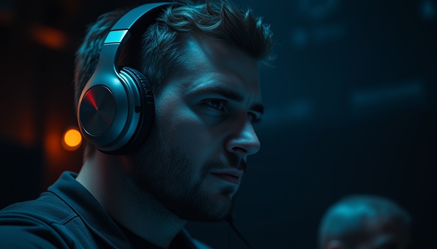 Awaken the Giant Inside You podcast image with focused man in headphones.
