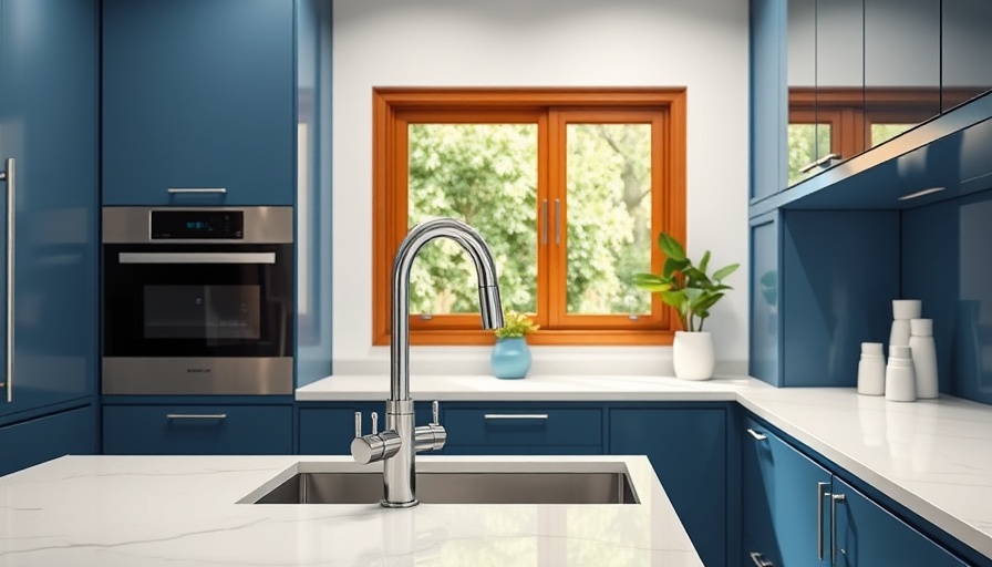 Modern kitchen with air gap next to faucet, sleek design.