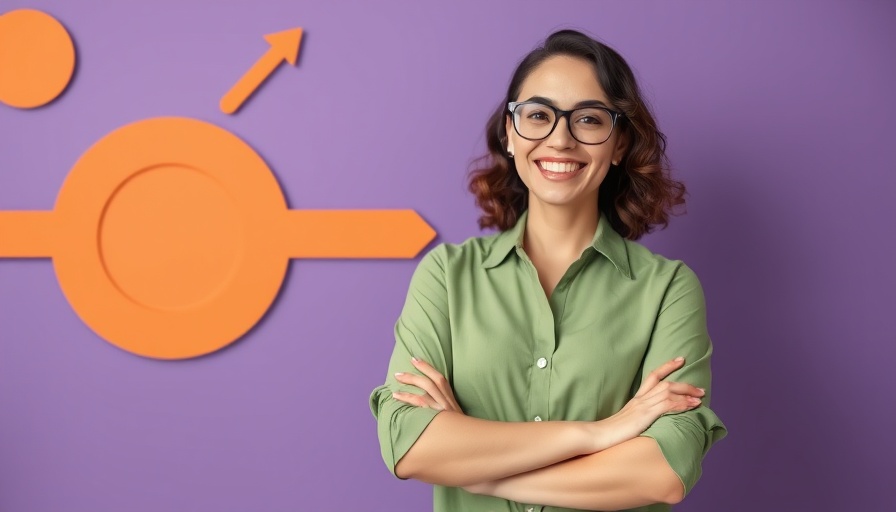 Confident woman smiling against abstract geometric backdrop; HubSpot Operations Hub pricing guide.