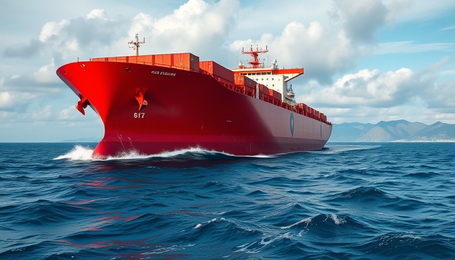Cargo ship equipped with carbon capture technology in blue ocean.