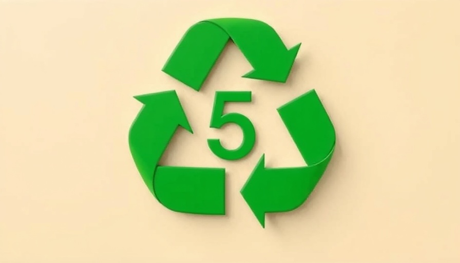 Understanding Recycling Symbols: green recycling symbol with number 5 on beige background.