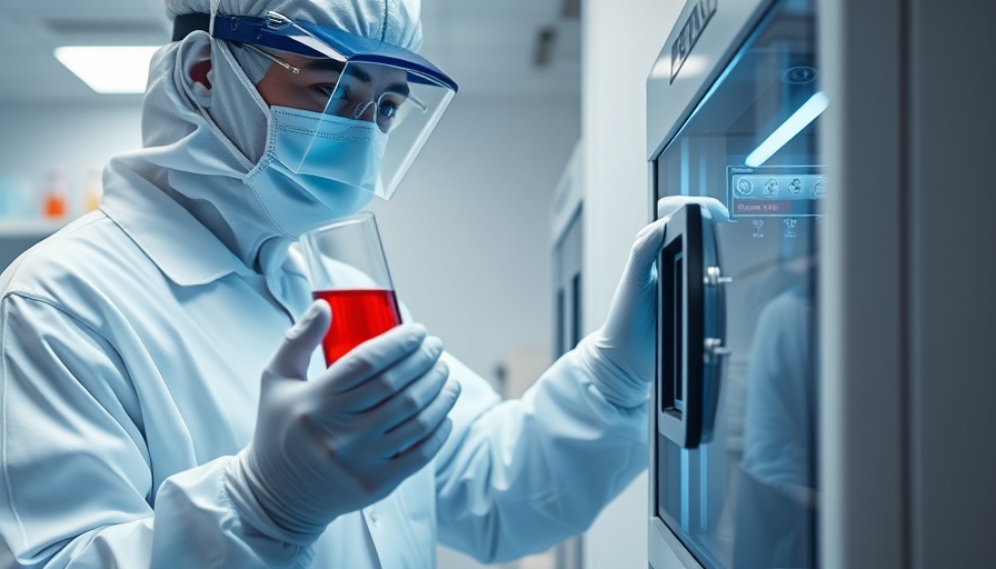 Mass production stem cell therapies in a high-tech lab environment.