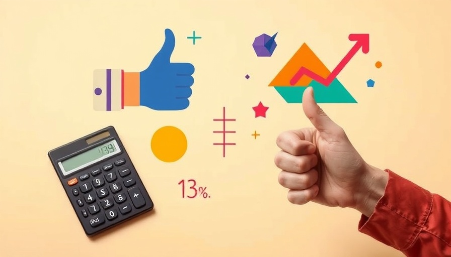 Creative graphic on true customer acquisition cost with calculator and symbols