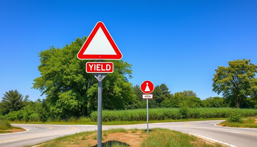 Yield sign for right of way laws on rural road