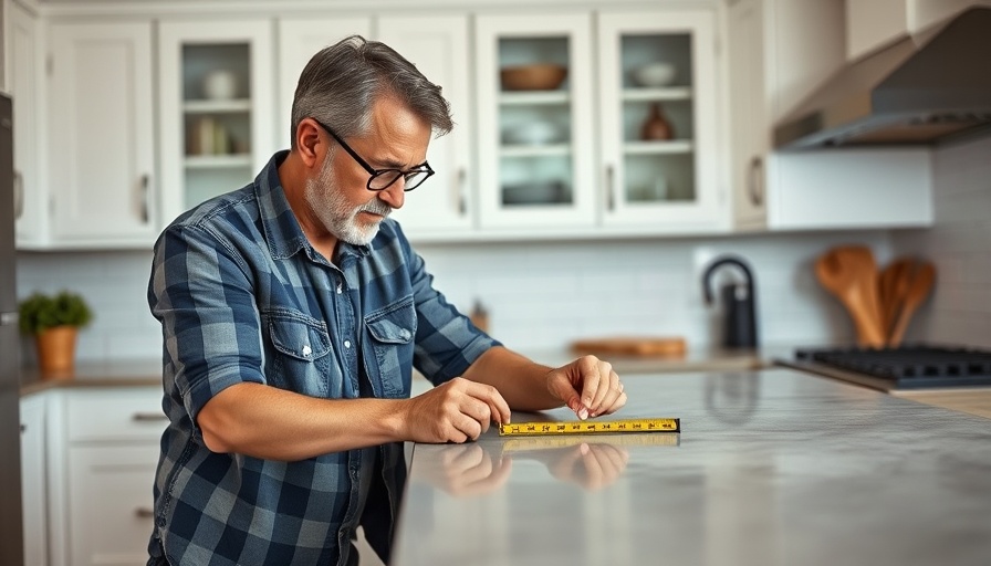 Carpenter measuring kitchen countertop, kitchen countertop sizing guide.
