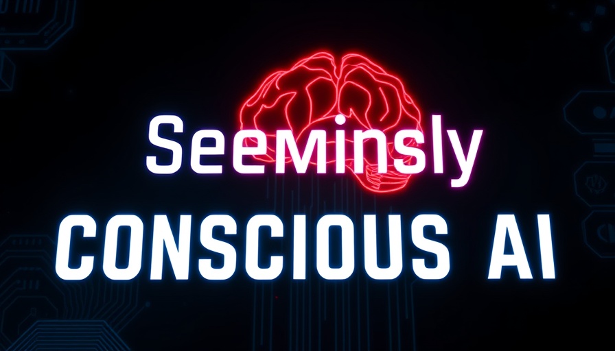 Bold text warning about 'seemingly conscious AI' with an AI brain logo.