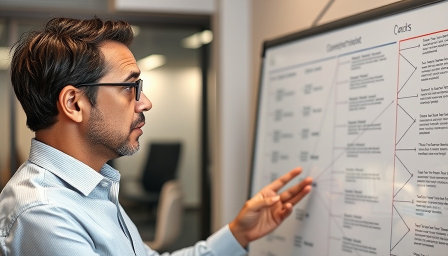 Investor misinterpreting tech startup data on a whiteboard.