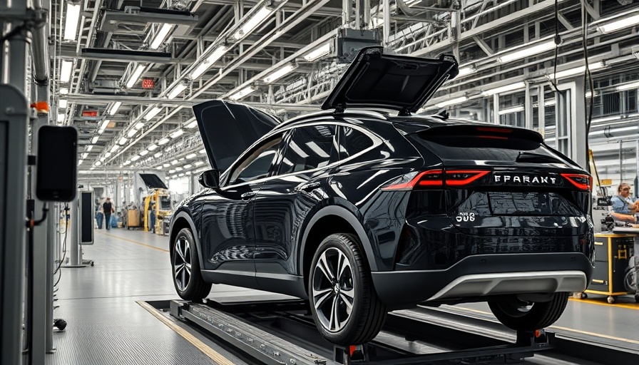 Modern electric SUV assembly emphasizing US EV tax credits end in a factory.