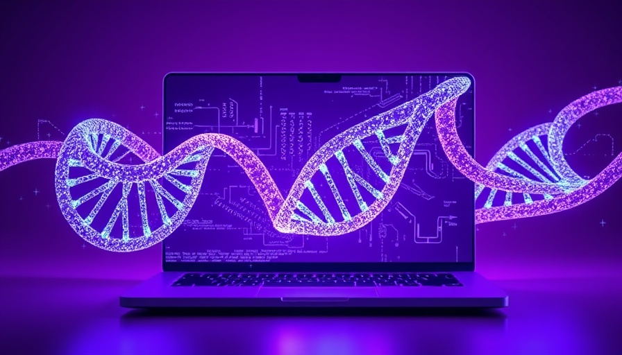 AI-driven zero day threats in biotechnology illustrated by digital DNA on laptop