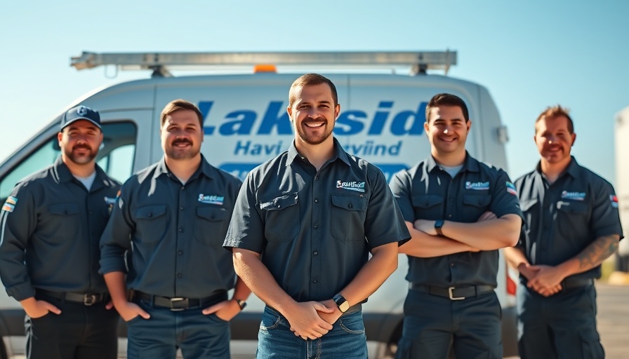 Technicians from Lakeside service company in front of a van.