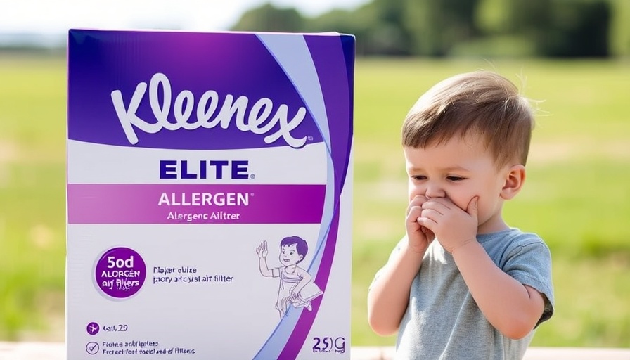 Kleenex Elite Allergen Air Filter MERV 13 package with child sneezing.