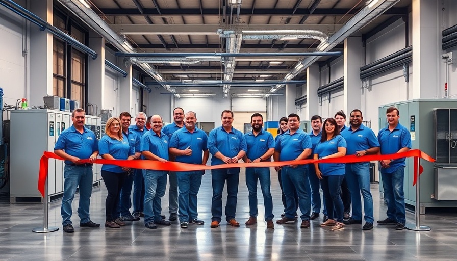 Ribbon-cutting event for HVAC solutions in a large industrial facility.