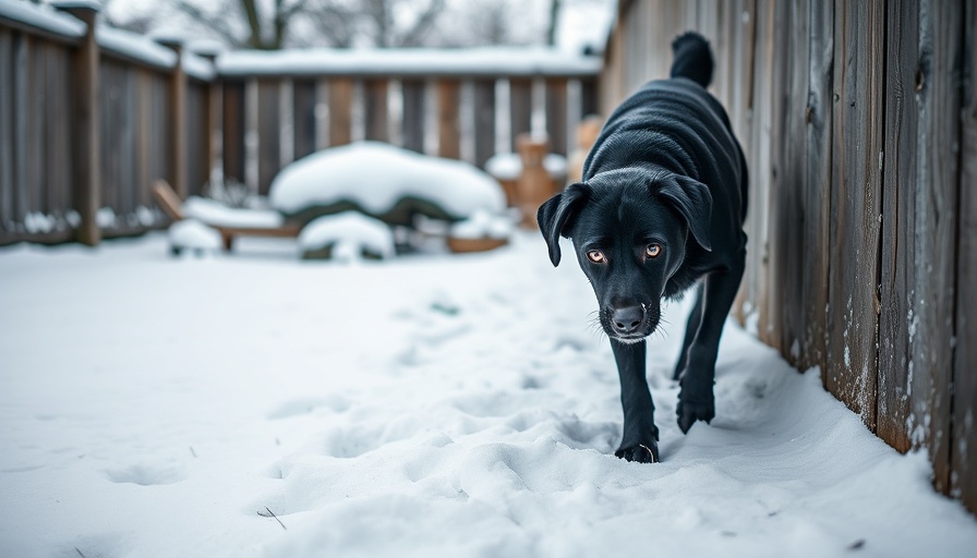 Curious dog exploring snowy yard during Canadian winters for pets.