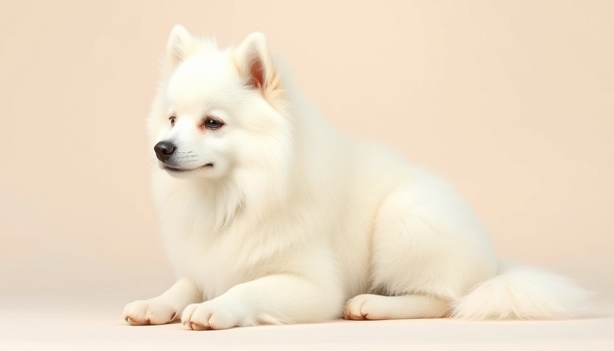 Fluffy American Eskimo Dog perfect for adoption, gentle eyes and soft fur.