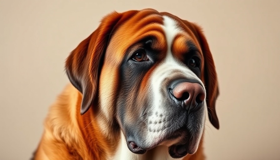 Close-up of a large St. Bernard dog, contemplative look. Large Dog Breeds Adoption Considerations.