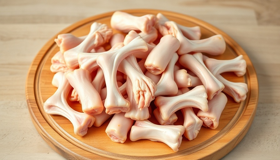 Raw chicken bones on a wooden board - Can Dogs Eat Raw Chicken Bones?