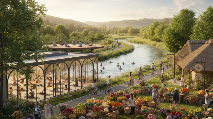 Vibrant farmers markets promoting liver health through mindful drinking.