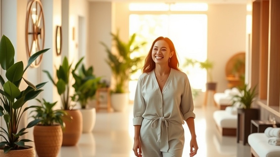 Spa leader embodies emotional well-being, fostering team dynamics with a warm smile.