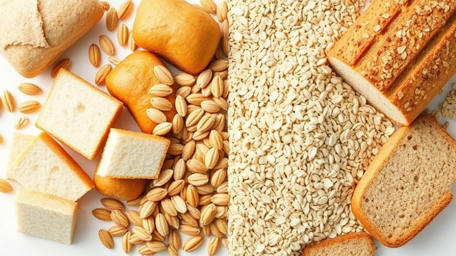 Contrasting refined vs. whole grains: oats benefits for weight loss shown clearly.