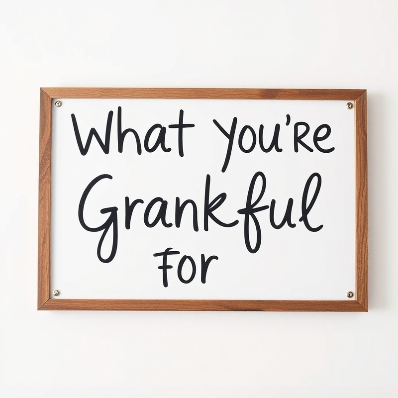 A scene of what you're grateful for, a sign, photorealistic lifelike, plain white background,