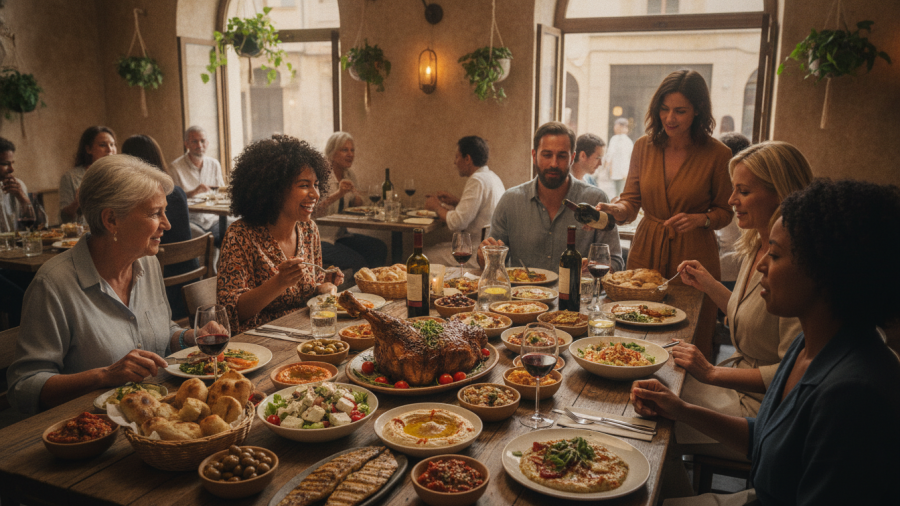 Vibrant Mediterranean dishes showcasing live fire dining in Sacramento.