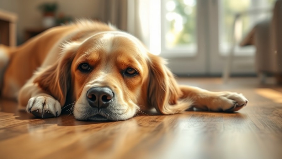 Golden retriever on a clean floor, highlighting environmental hygiene and air quality.