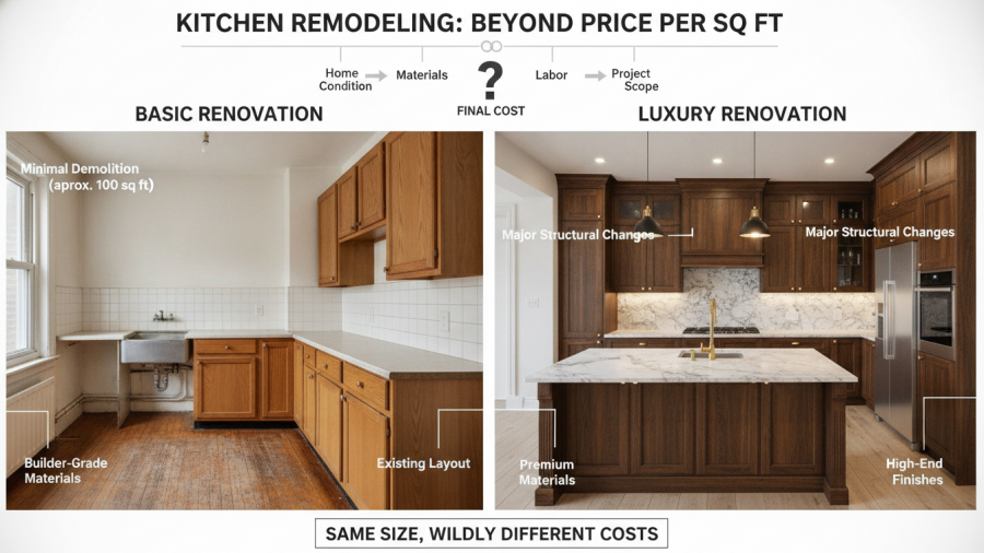 Understanding kitchen remodel cost per square foot in Sacramento.