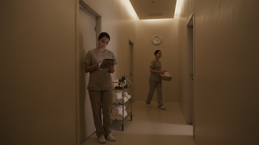 Visualizing operational friction in spa communication culture through staff interactions.