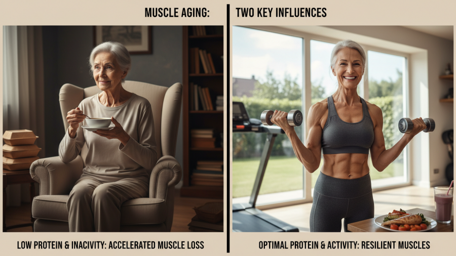 Researchers examine protein intake and physical activity effects on sarcopenia in women's health.