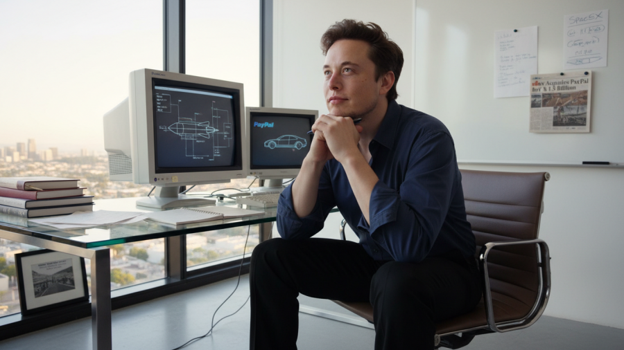 Elon Musk's entrepreneurial risk and leadership lessons post-PayPal acquisition.