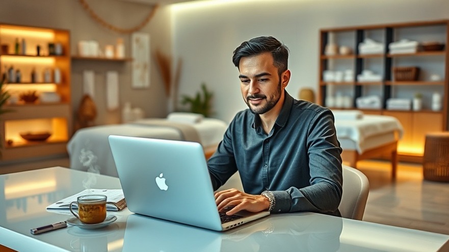  a dedicated entrepreneur is seated at a sleek, modern desk with a laptop open, deeply engaged in managing the business. 