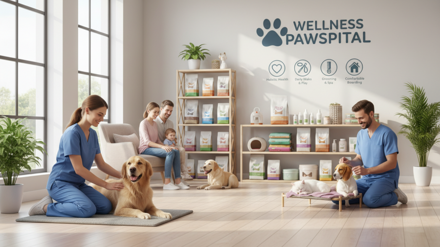 Pet services promoting health and well-being in a welcoming environment.