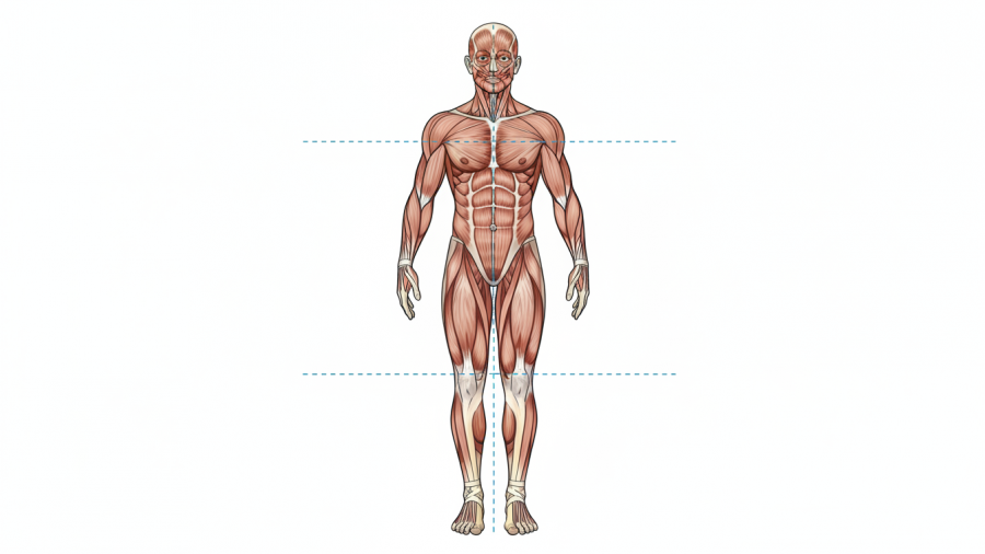 Illustration of strength training imbalances in the human body for injury prevention.
