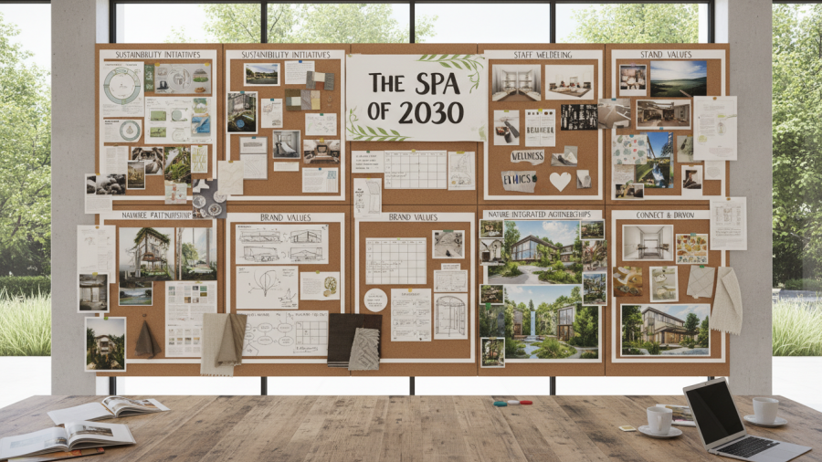 Vision board showcasing future proofing your spa business with innovative designs and concepts.
