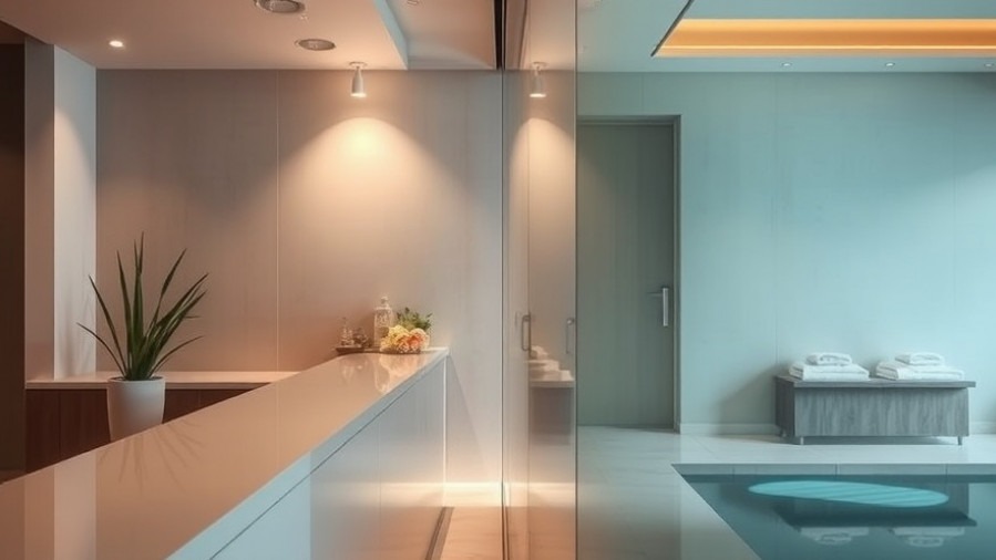 Serene spa reception featuring digital ease and comfort, showcasing natural textures.