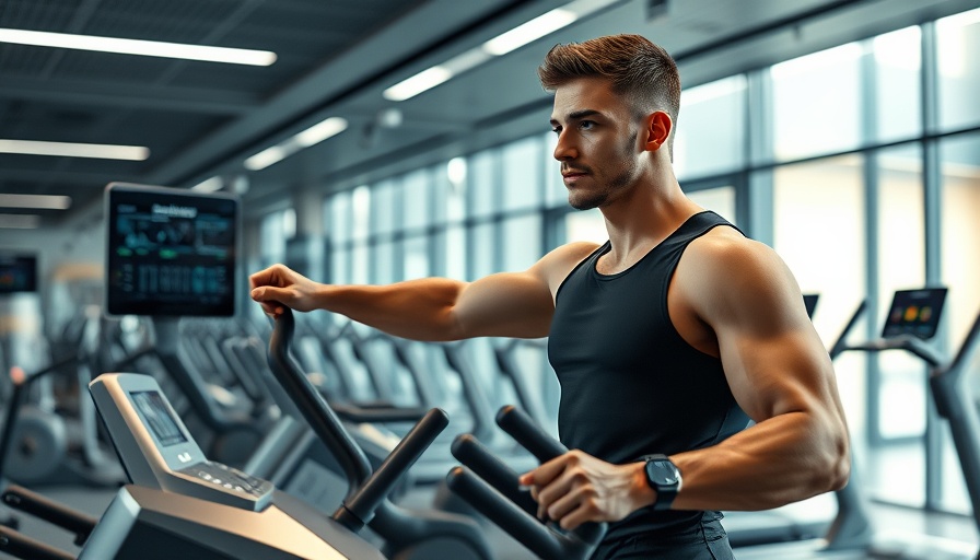 Modern gym showcasing smart gym technology with a young man.
