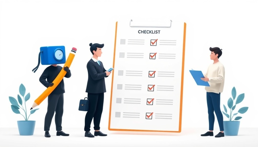 Accountability without blame in the spa industry illustrated by characters with checklist.