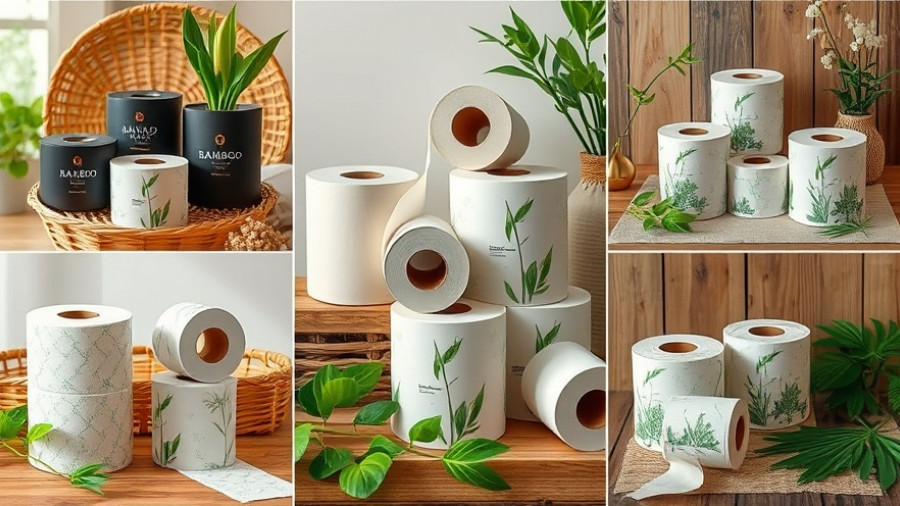 Various bamboo toilet paper brands in a stylish collage.