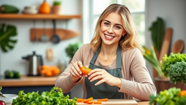 Reverse type 2 diabetes with a whole food plant-based diet: Woman with carrot.