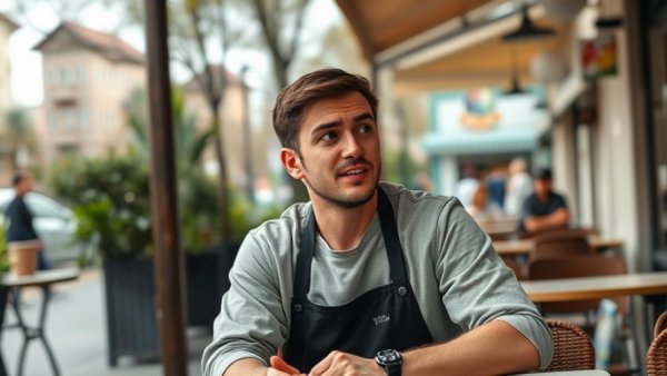 Young chef discussing Sacramento culinary scene 2026 at an outdoor cafe.